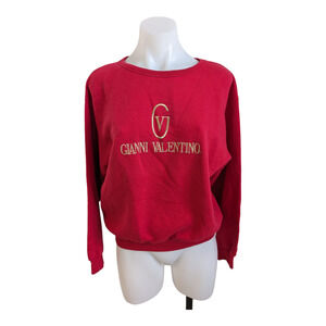 Gianni Valentino Small Crew Neck Sweatshirt Pullover Red Long Sleeves Italy